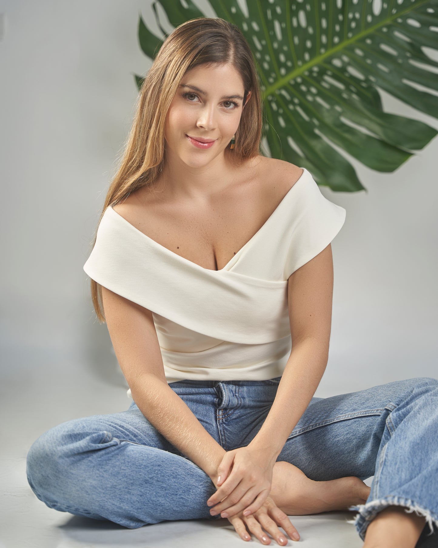 Blusa Cuello Bandeja Natural